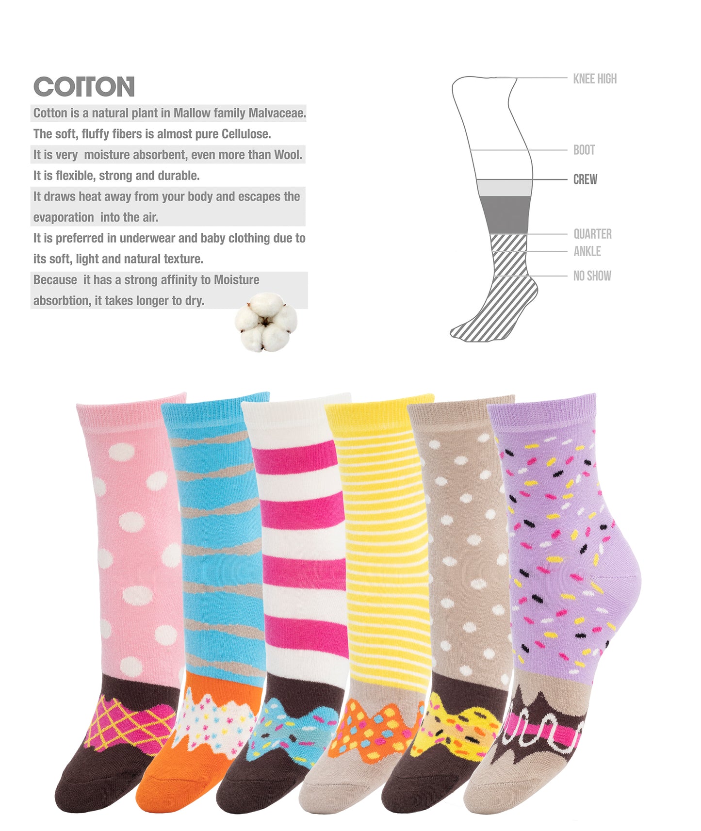 Women's Donut Socks Gift Box 6 pack