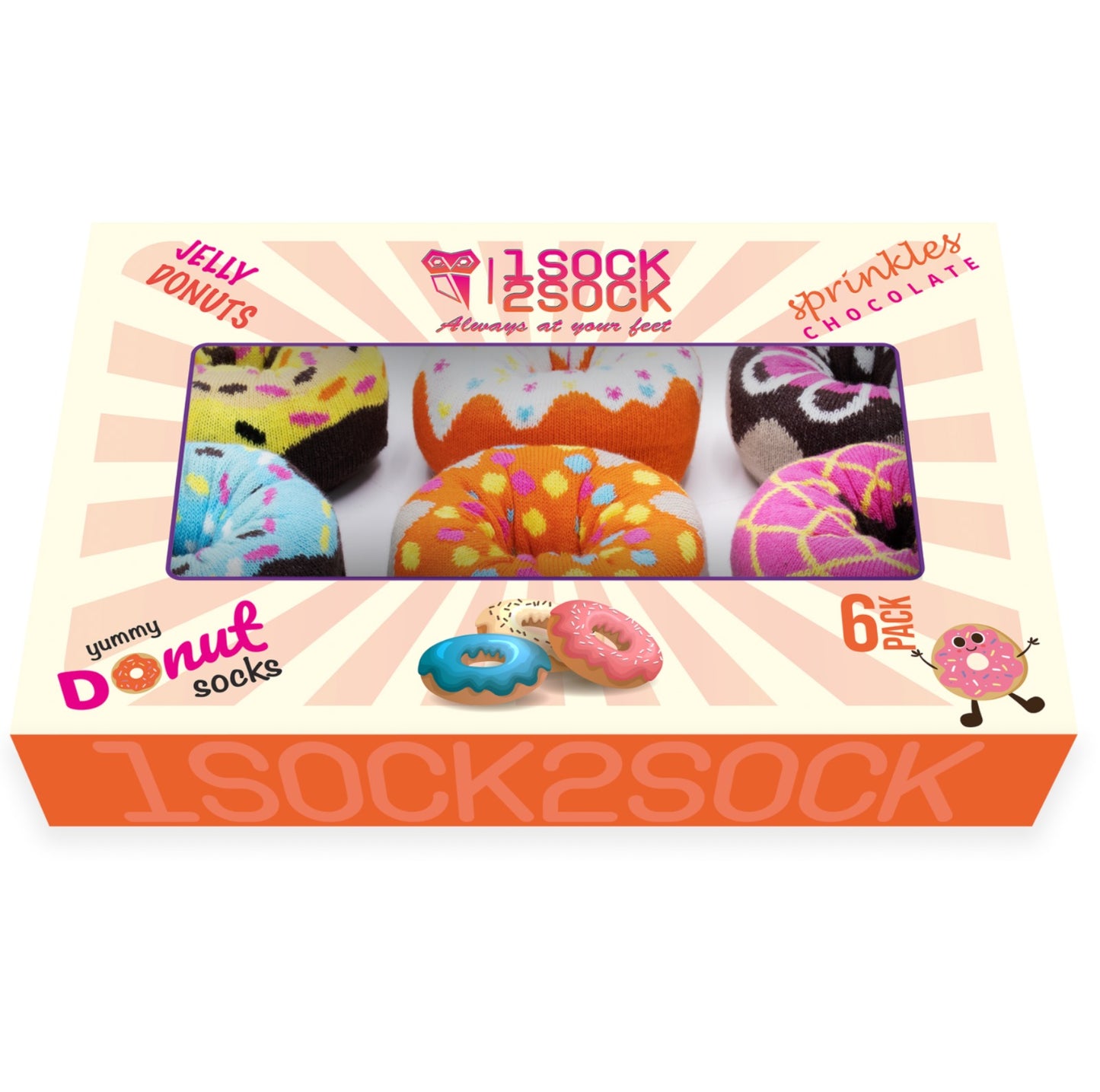 Women's Donut Socks Gift Box 6 pack