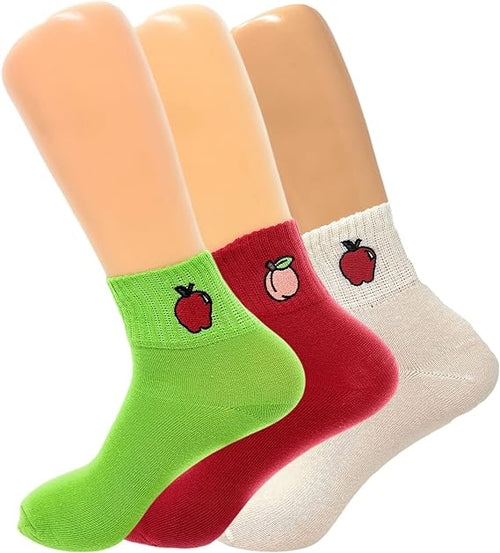 Women's Cotton Mini Half Crew Socks, Thin and Breathable, 3 Pairs,