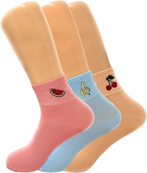 Women's Cotton Mini Half Crew Socks, Thin and Breathable, 3 Pairs,