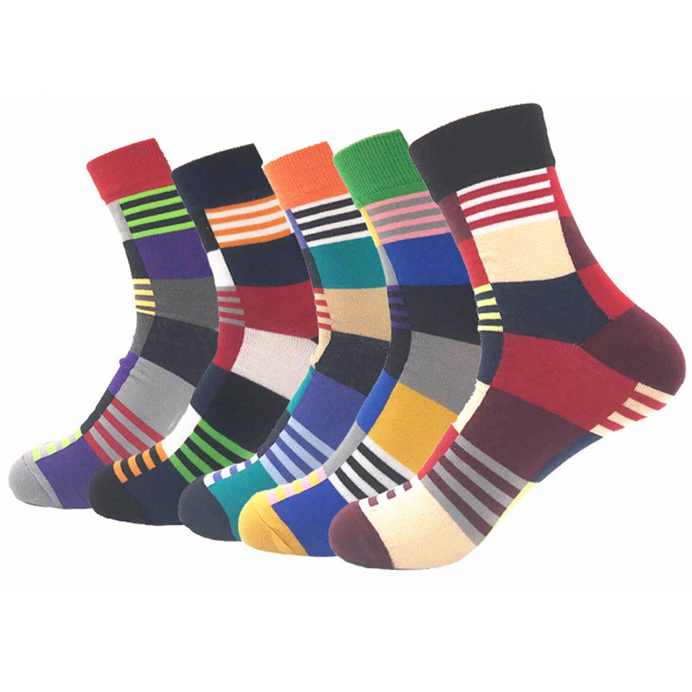 Plain Five Color Mens Colorful Crew Socks - Premium Cotton Fun socks