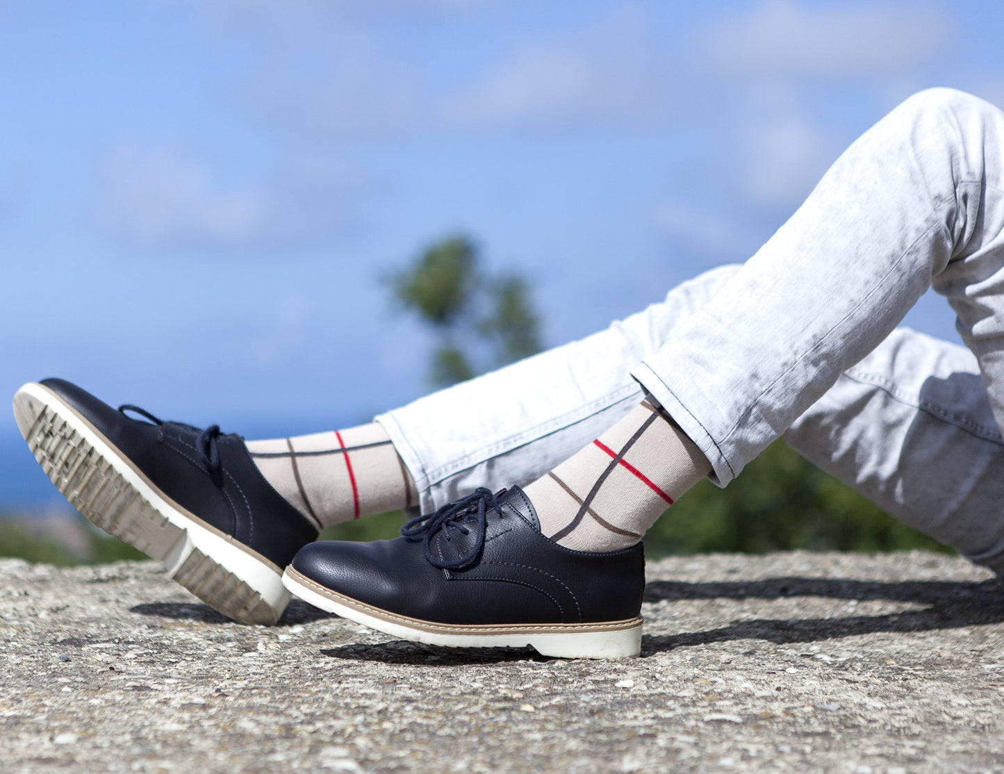 Men's Beige Stripe Socks