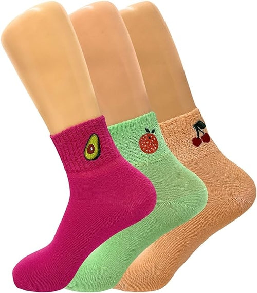 Women's Cotton Mini Half Crew Socks, Thin and Breathable, 3 Pairs,